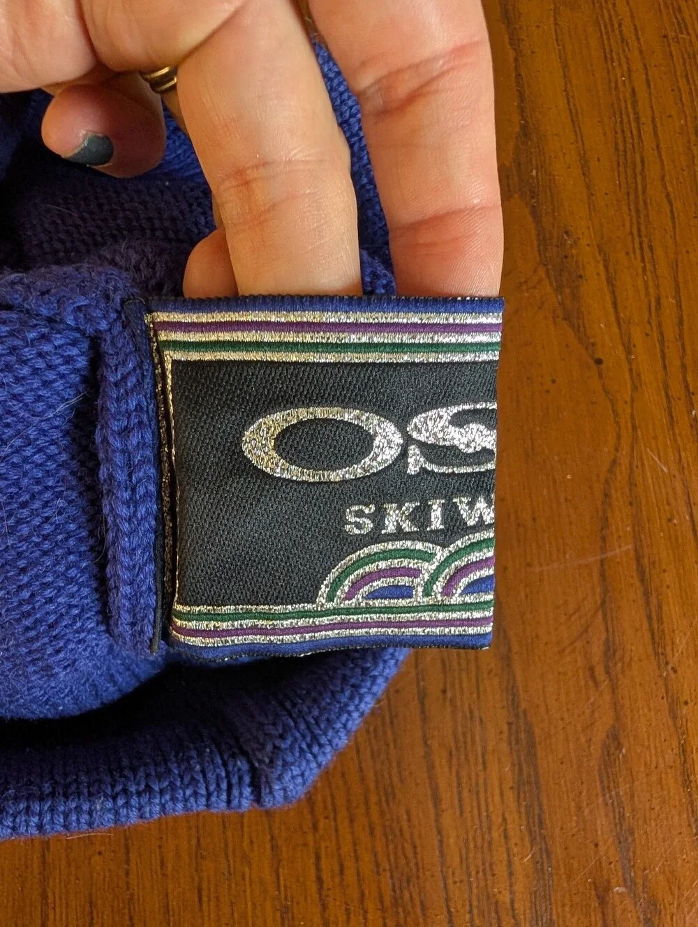 Vintage Ossi Blue Fleece Lined Beanie Knit Winter Hat Ski Unisex